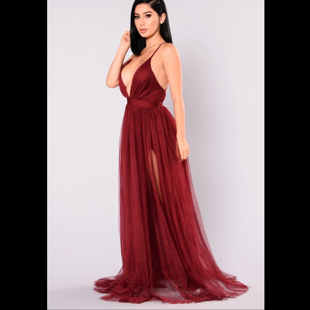 On the Runway Maxi Dress- wine